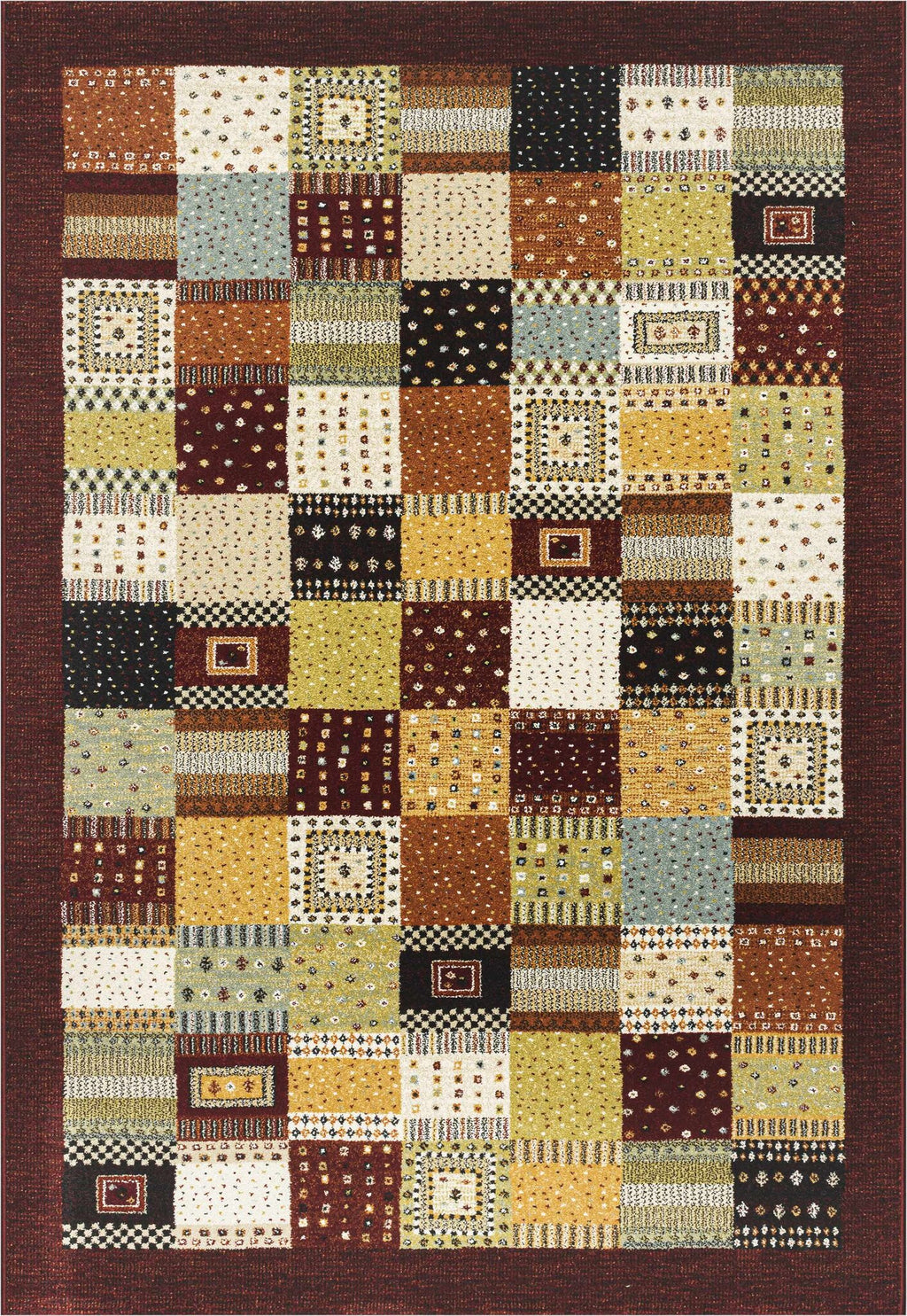 Woodstock Patchwork Folk Red Rug