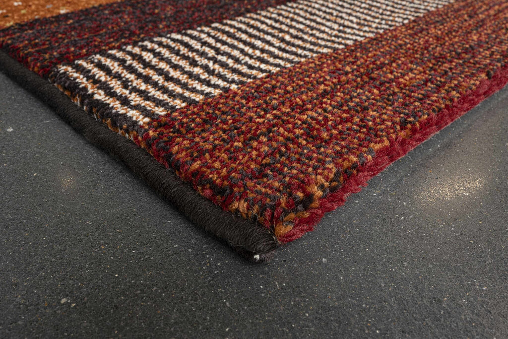 Woodstock Textured Stripe Red Rug