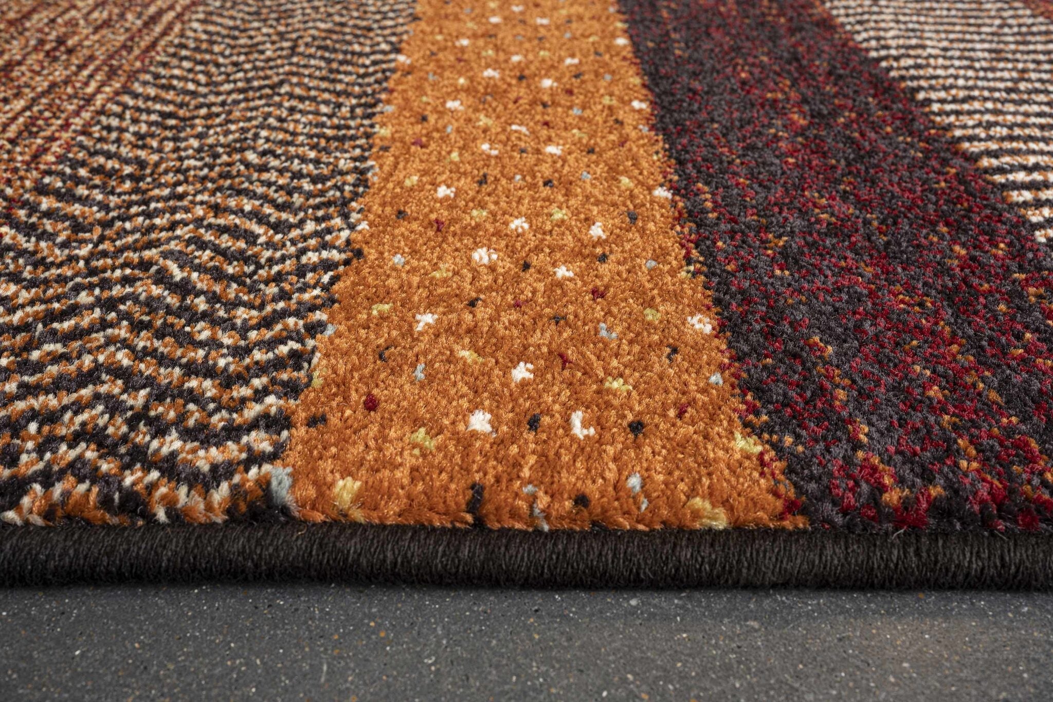 Woodstock Textured Stripe Red Rug