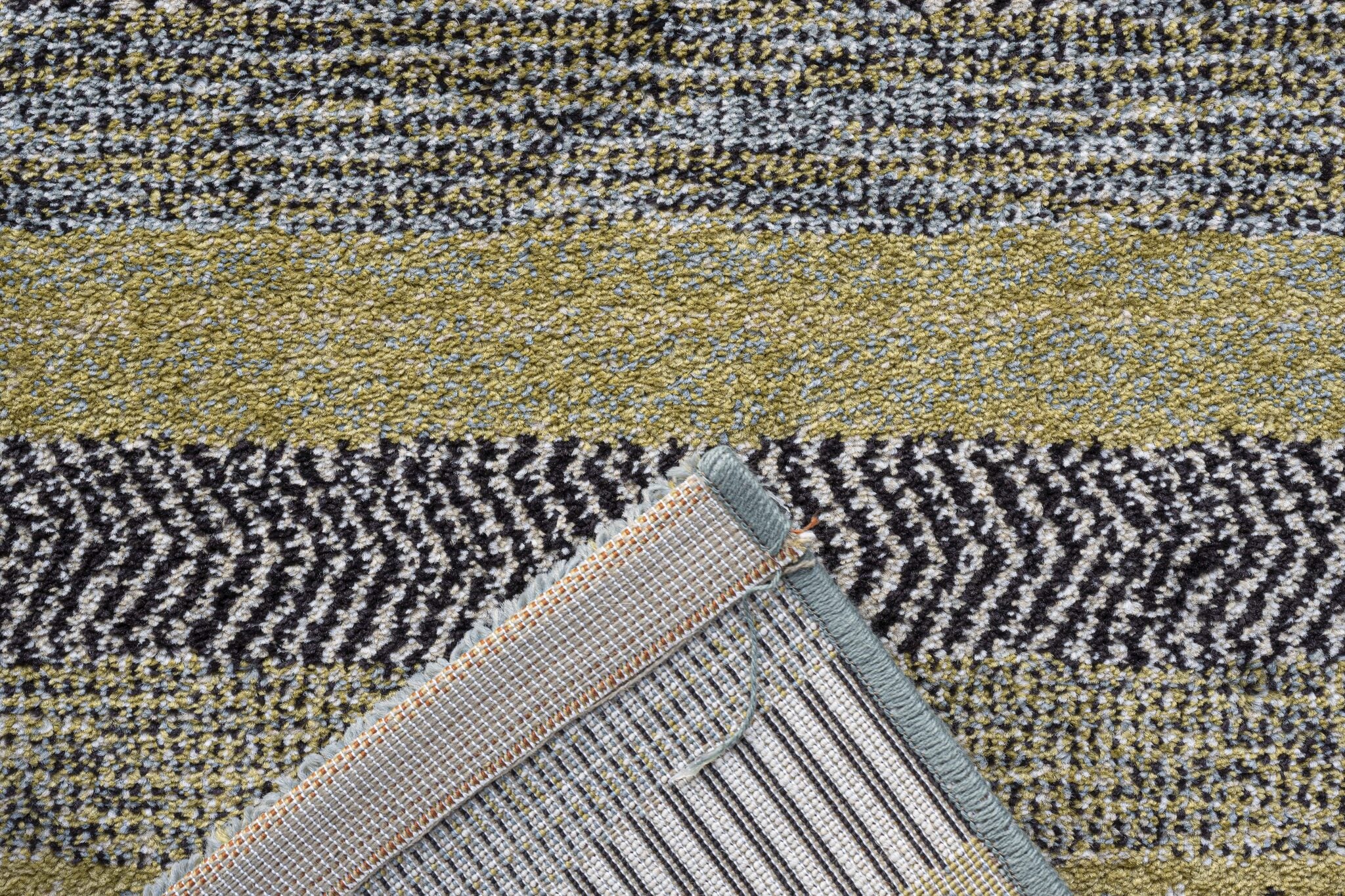 Woodstock Textured Stripe Green Rug