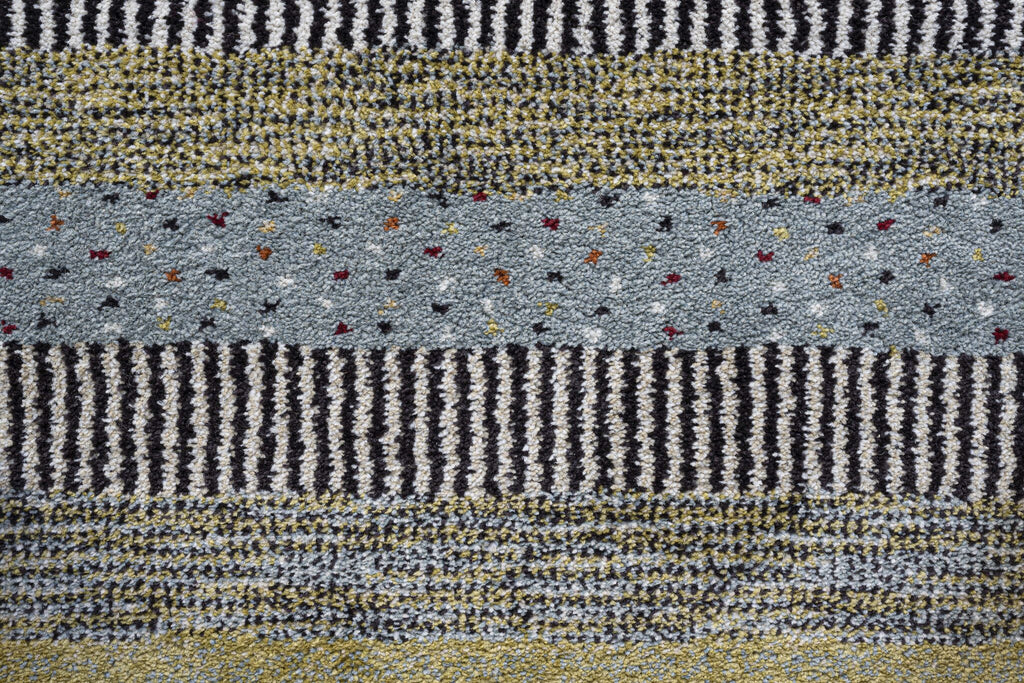 Woodstock Textured Stripe Green Rug