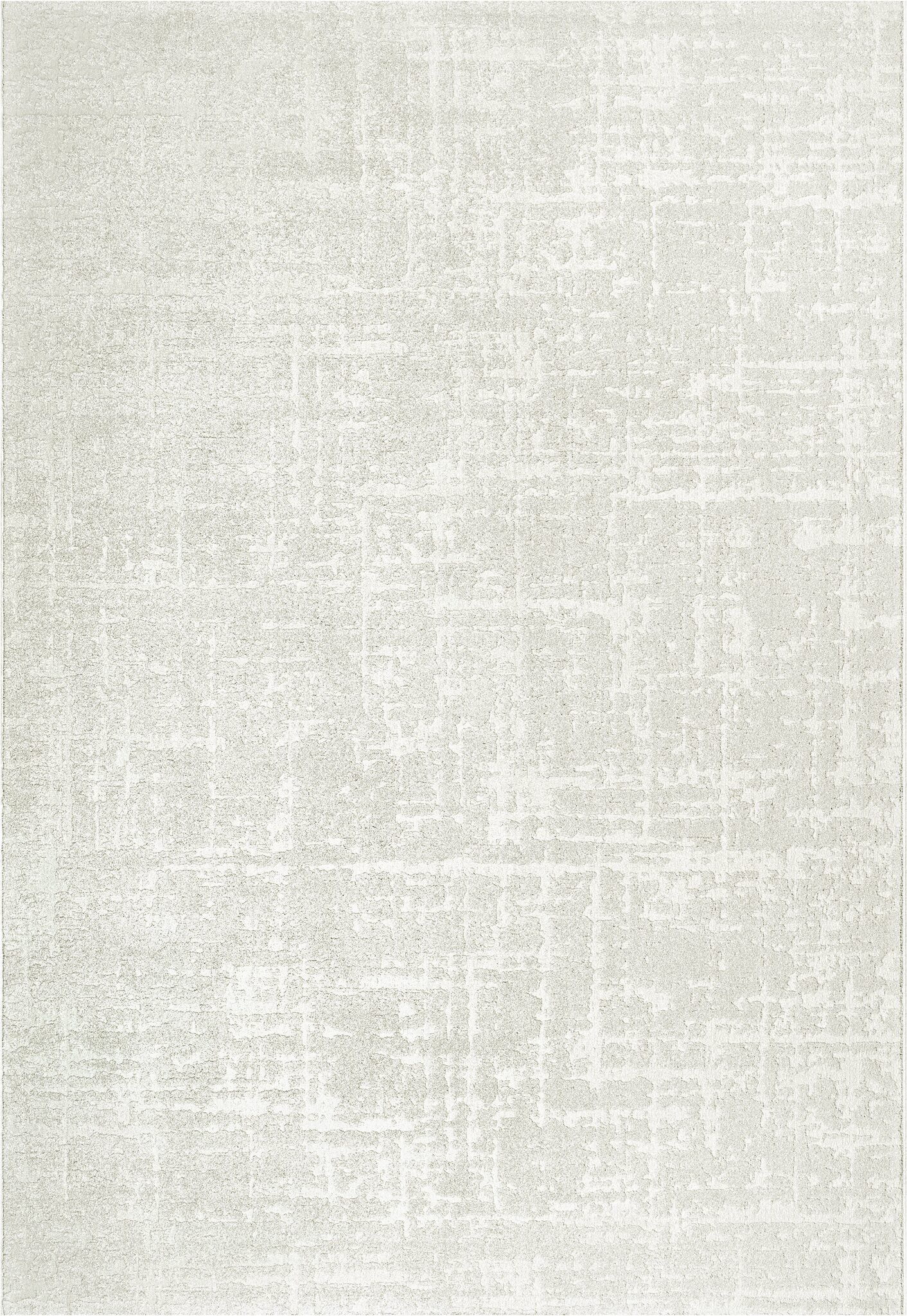 Geo Distressed Grid Ivory Rug