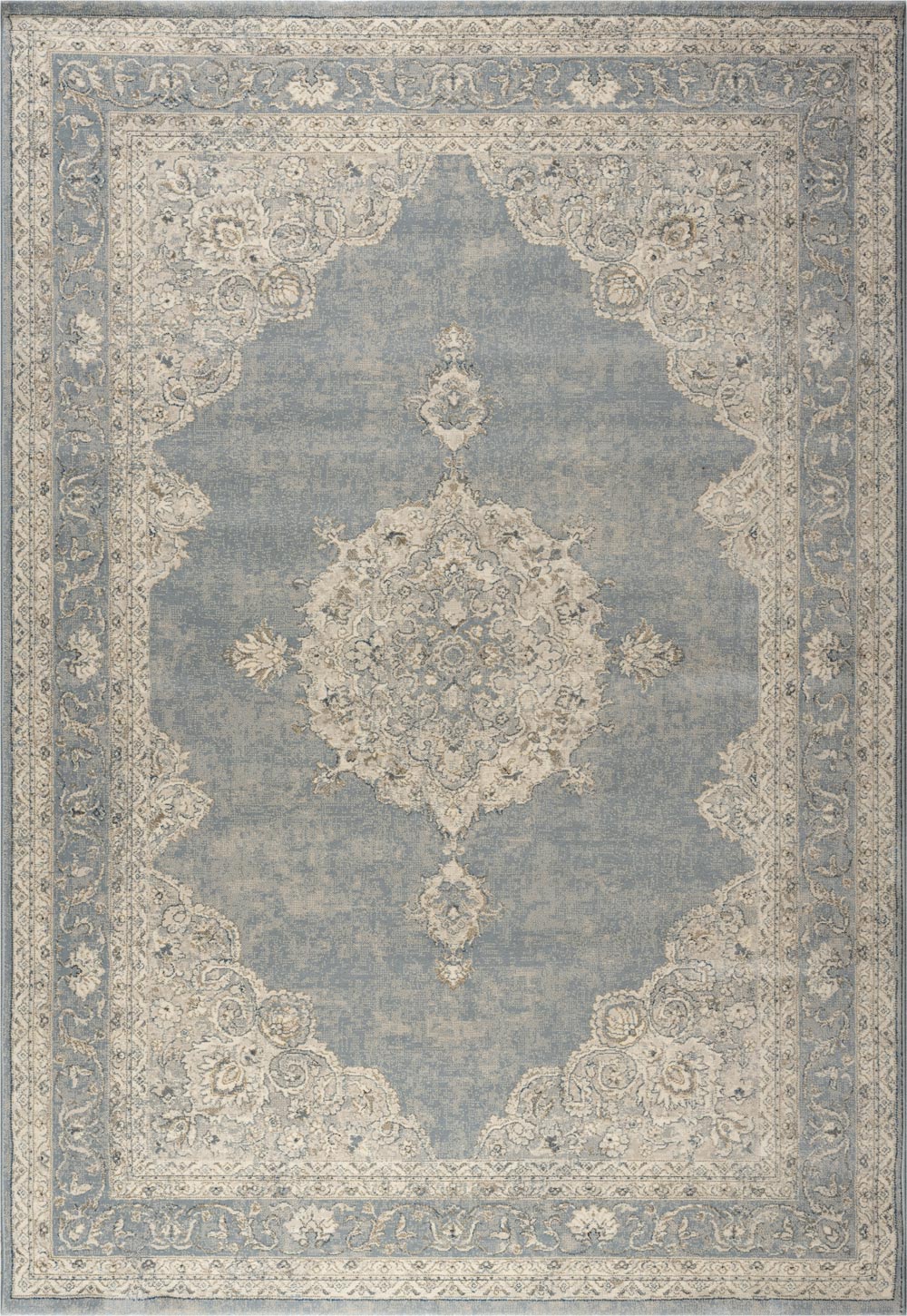 Da Vinci Faded Medallion Blue Rug