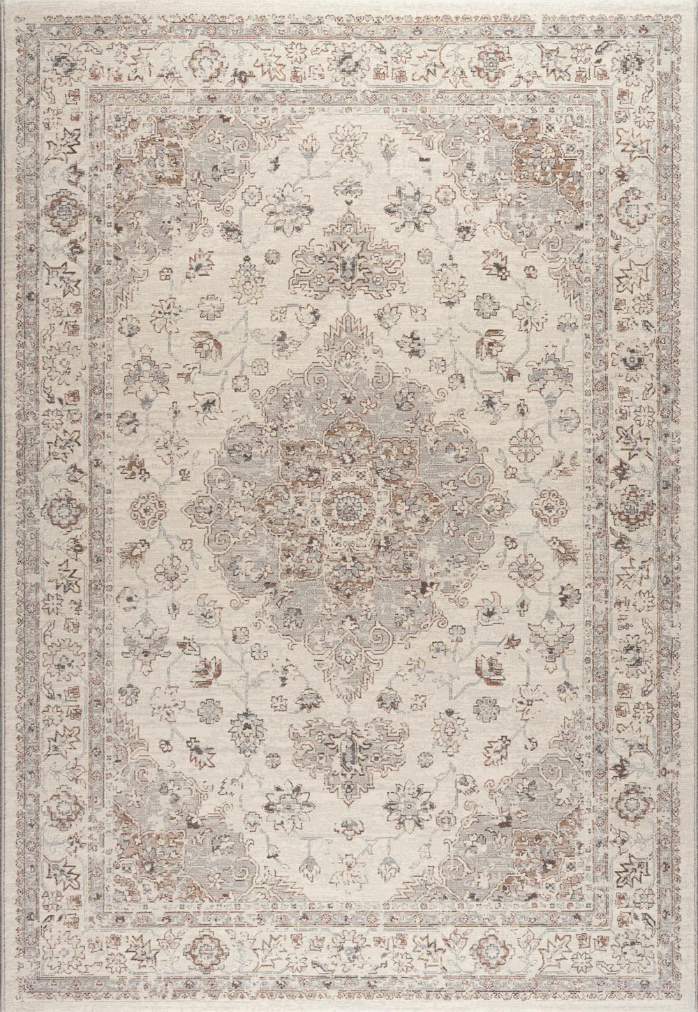 Da Vinci Antique Wash Medallion Beige Rug