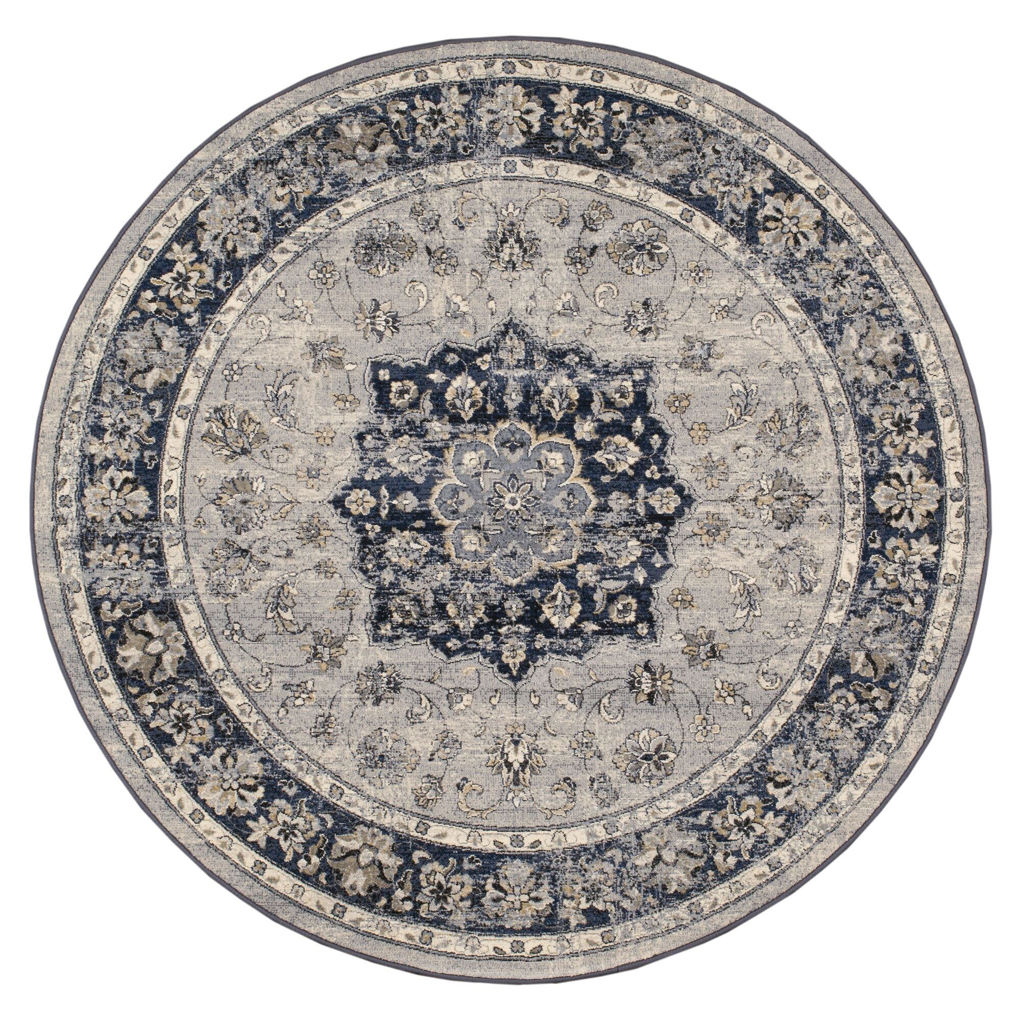 Da Vinci Kerman Medallion Blue Rug