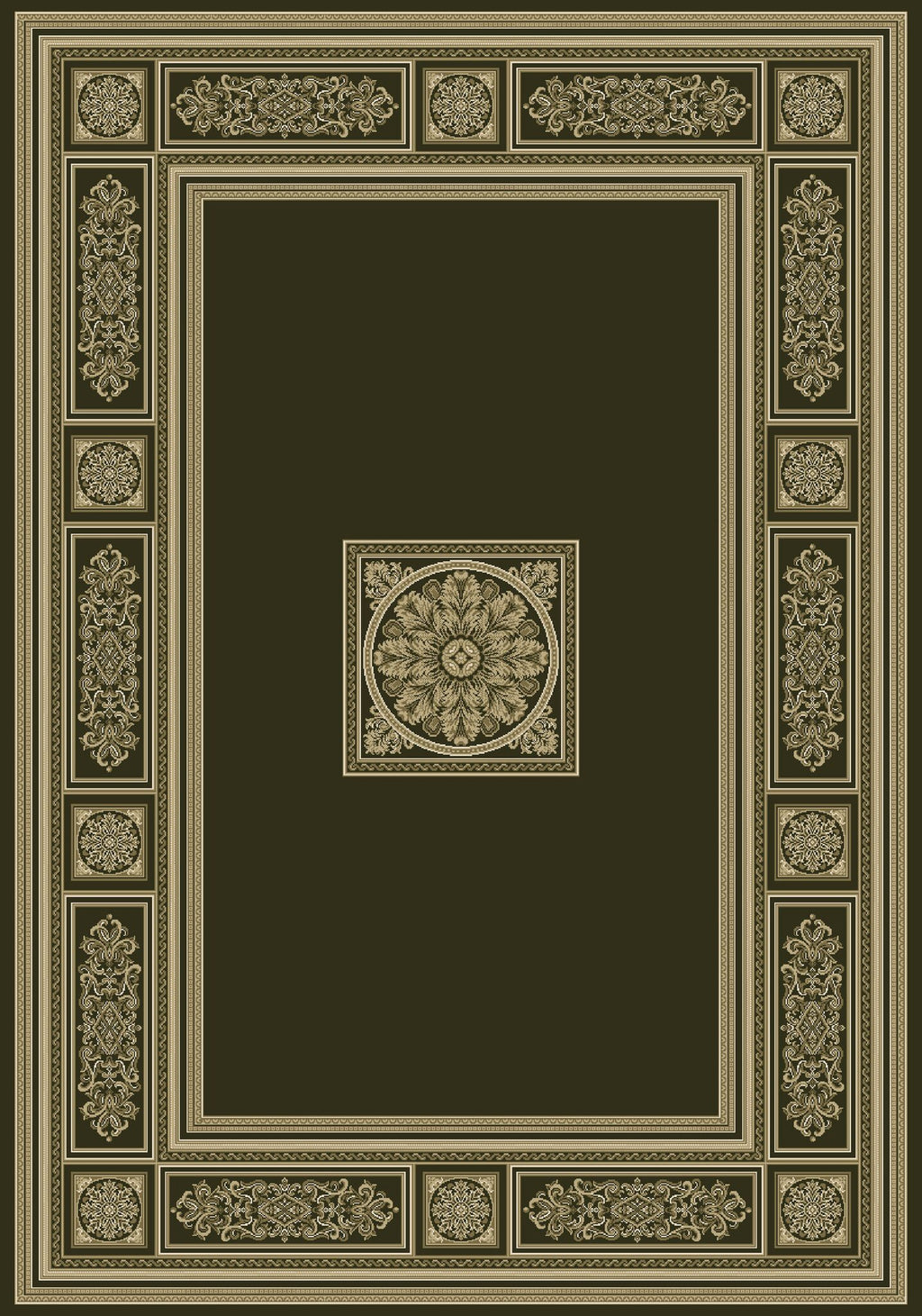Da Vinci Aubusson Rosette Black Rug