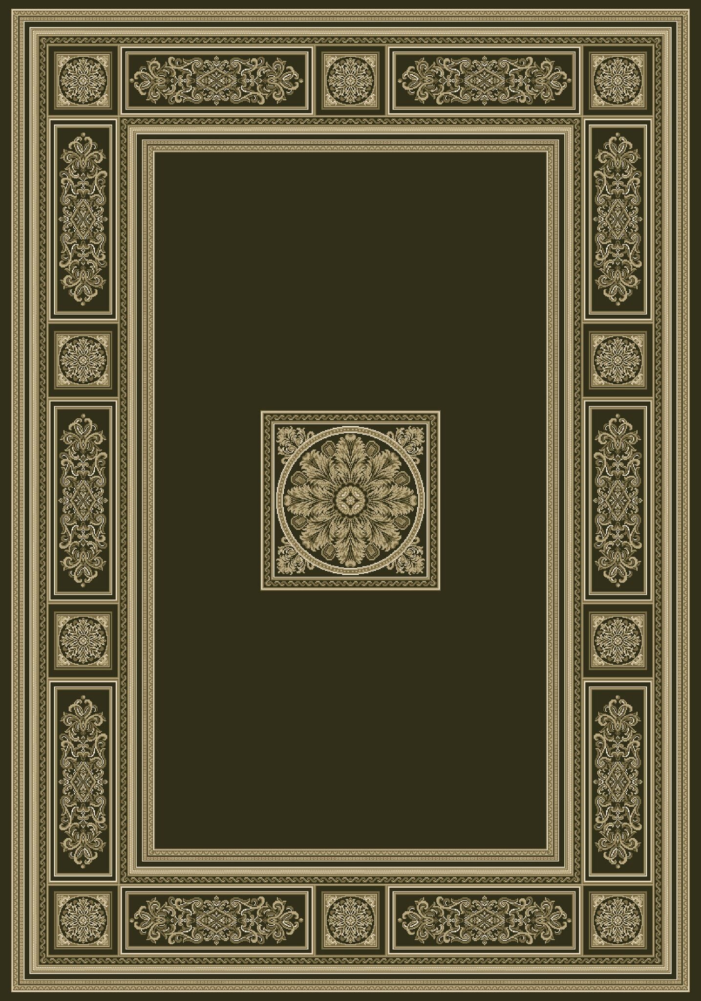 Da Vinci Aubusson Rosette Black Rug