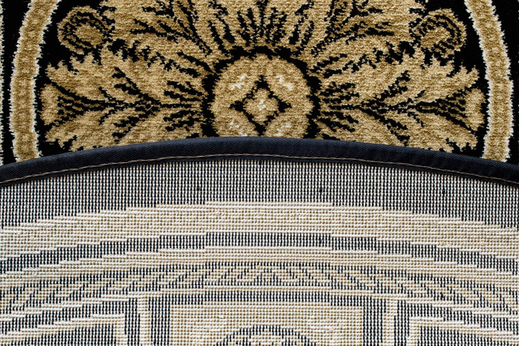 Da Vinci Aubusson Rosette Black Rug
