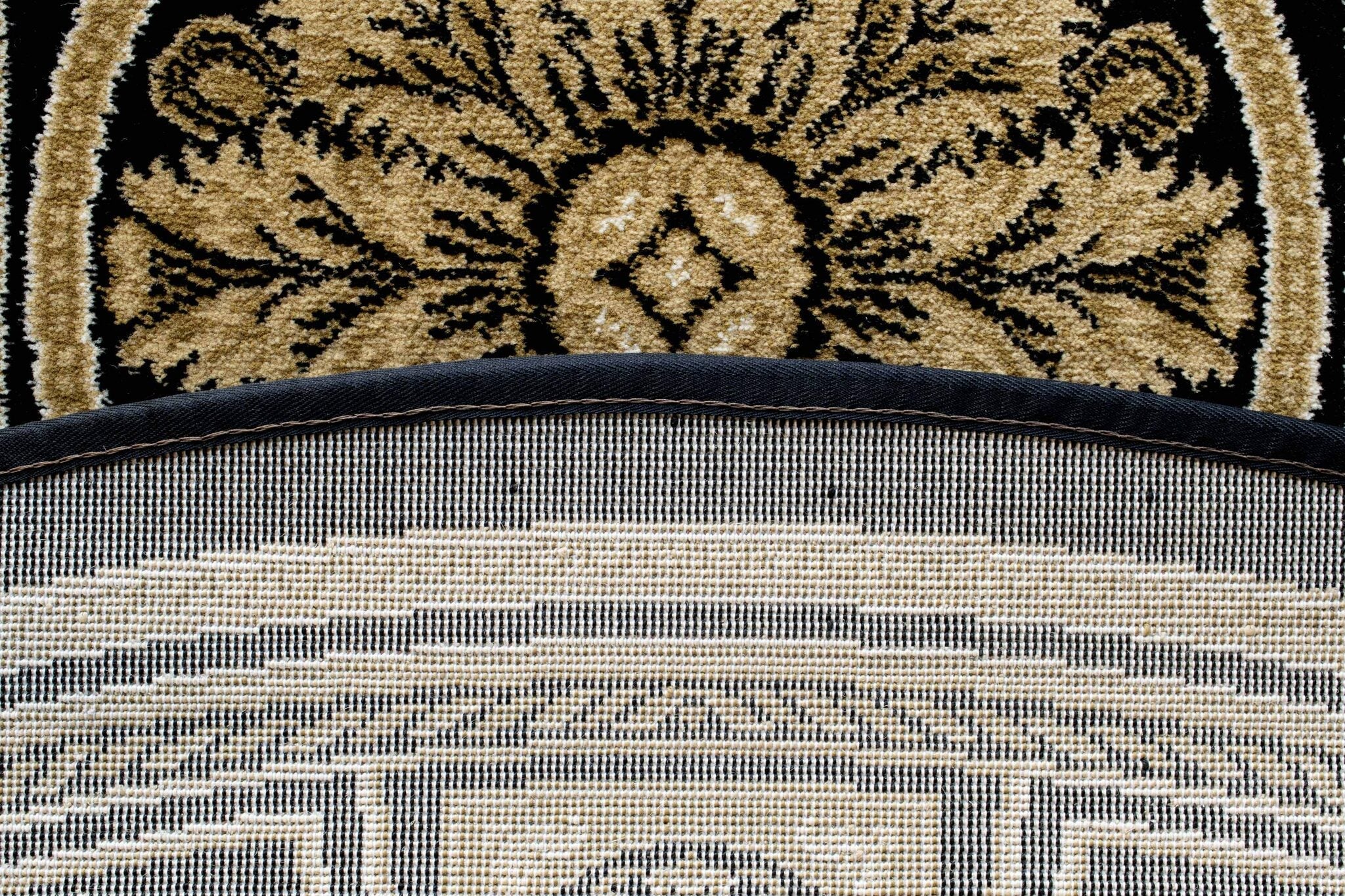 Da Vinci Aubusson Rosette Black Rug