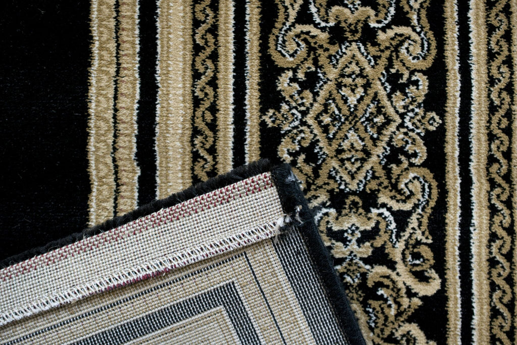 Da Vinci Aubusson Rosette Black Rug