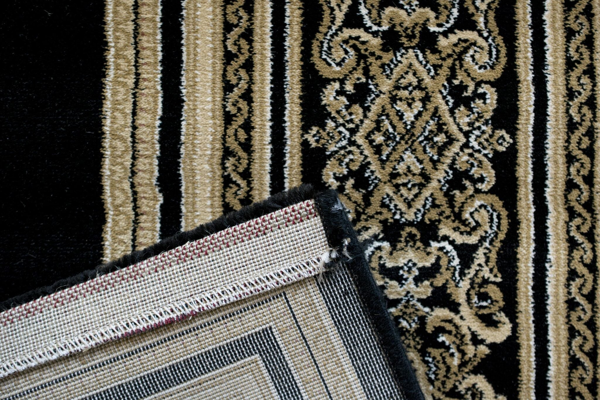 Da Vinci Aubusson Rosette Black Rug