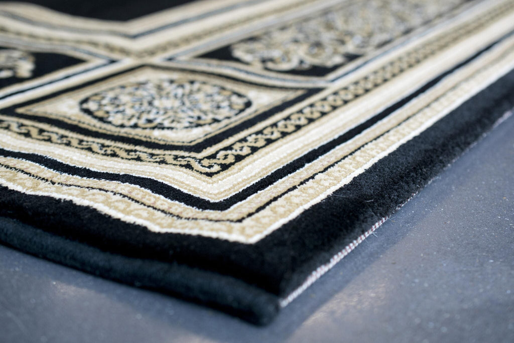 Da Vinci Aubusson Rosette Black Rug