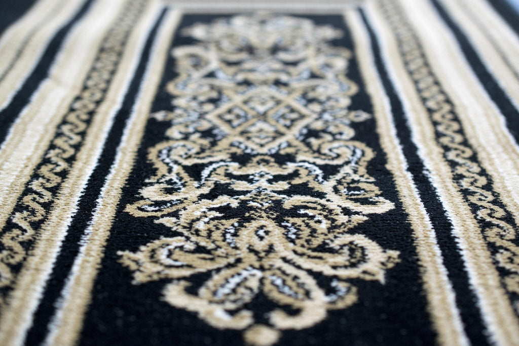 Da Vinci Aubusson Rosette Black Rug