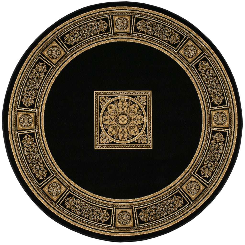 Da Vinci Aubusson Rosette Black Rug