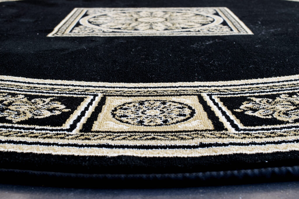 Da Vinci Aubusson Rosette Black Rug