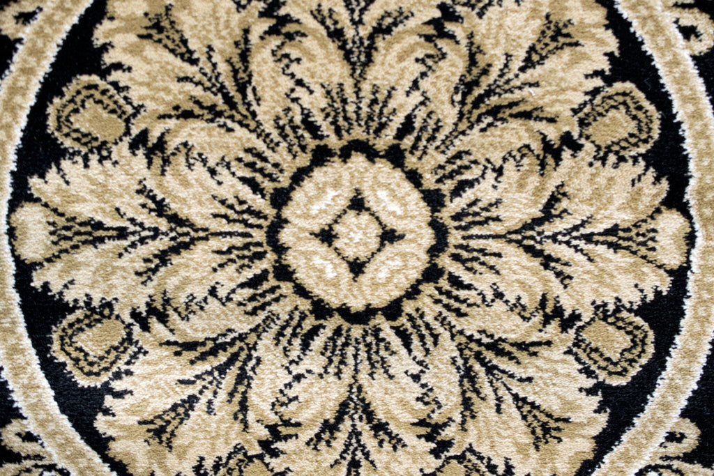 Da Vinci Aubusson Rosette Black Rug