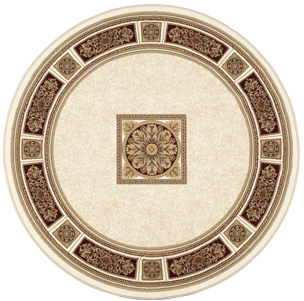 Da Vinci Aubusson Rosette Red Rug