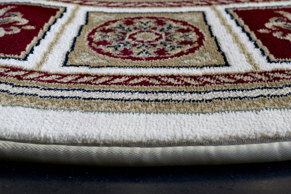 Da Vinci Aubusson Rosette Red Rug