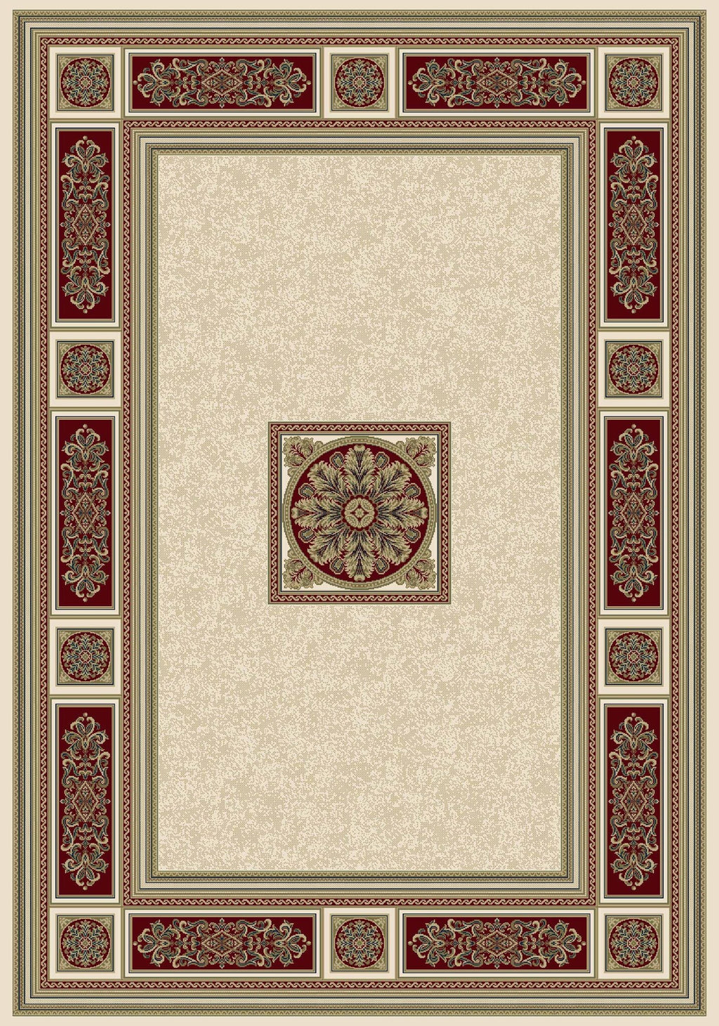 Da Vinci Aubusson Rosette Red Rug