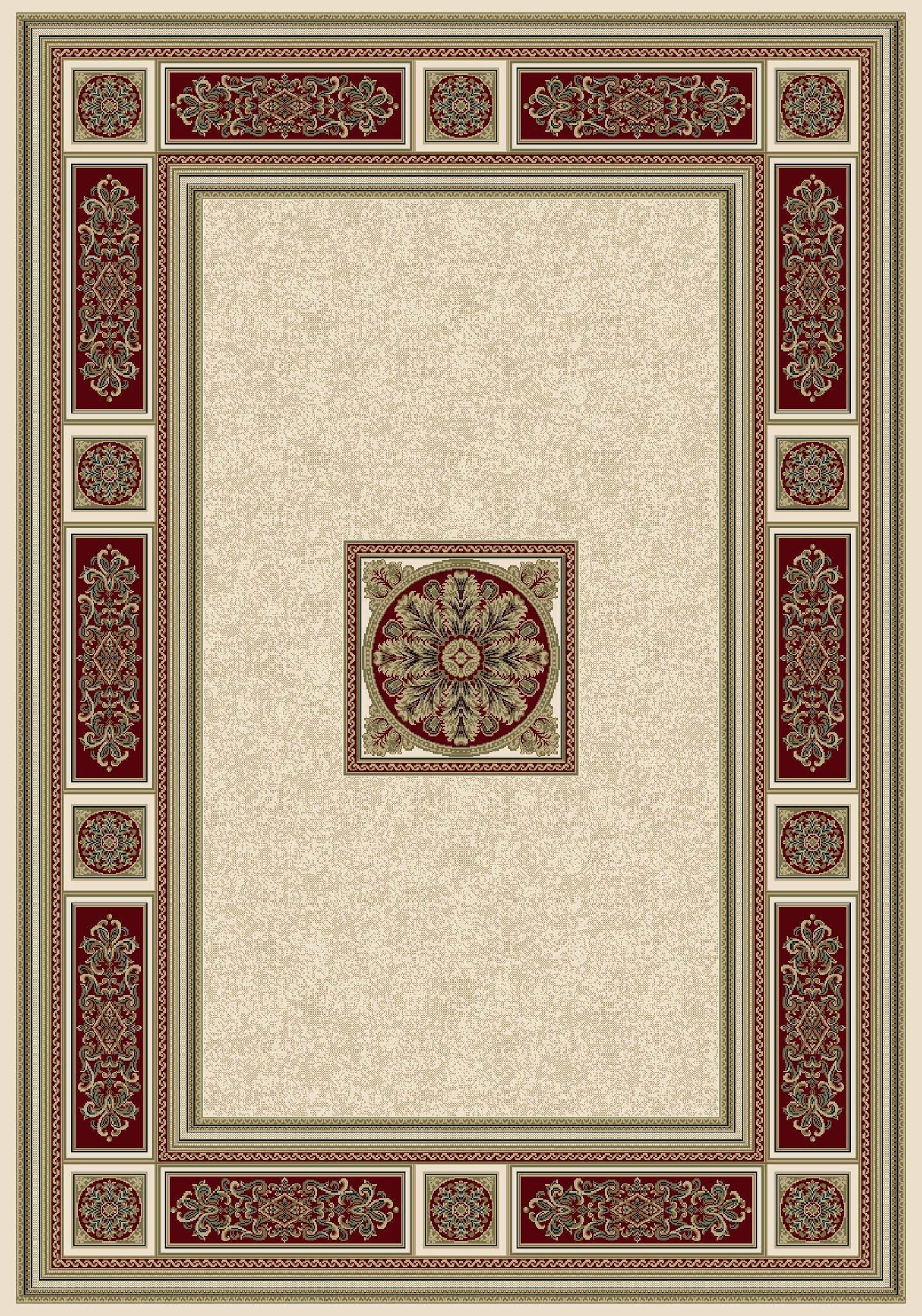 Da Vinci Aubusson Rosette Red Rug