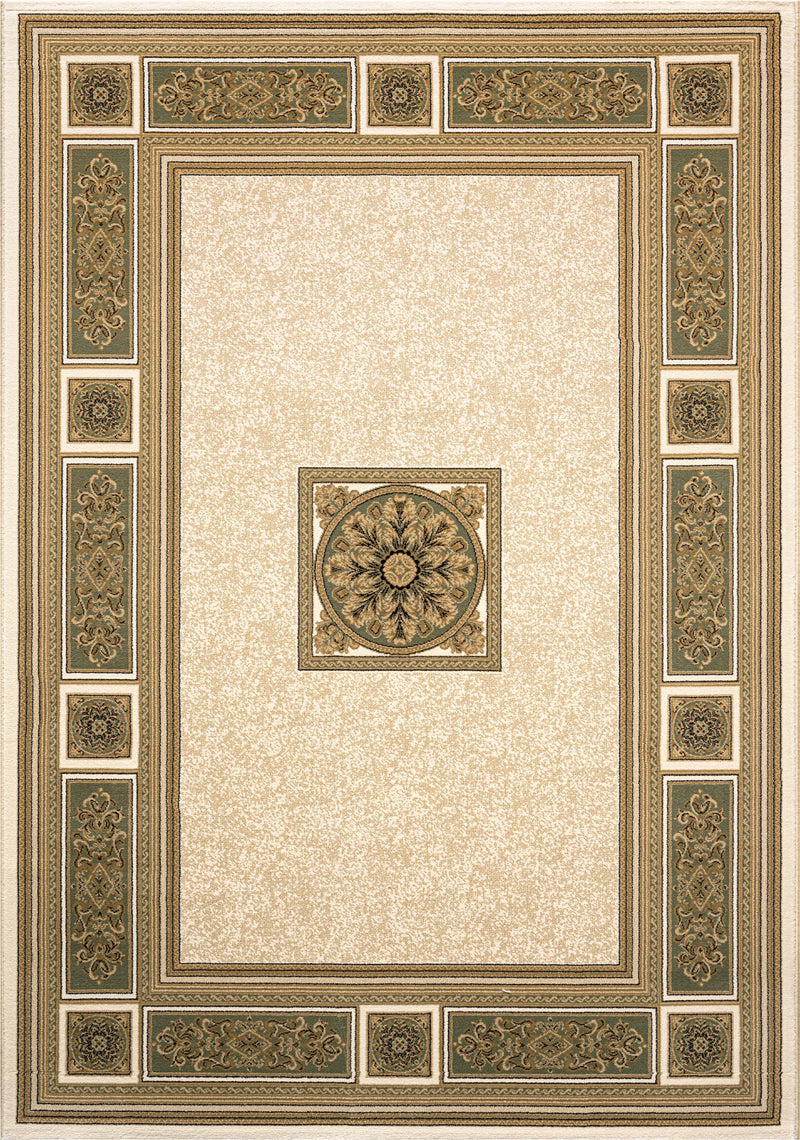 Da Vinci Aubusson Rosette Green Rug