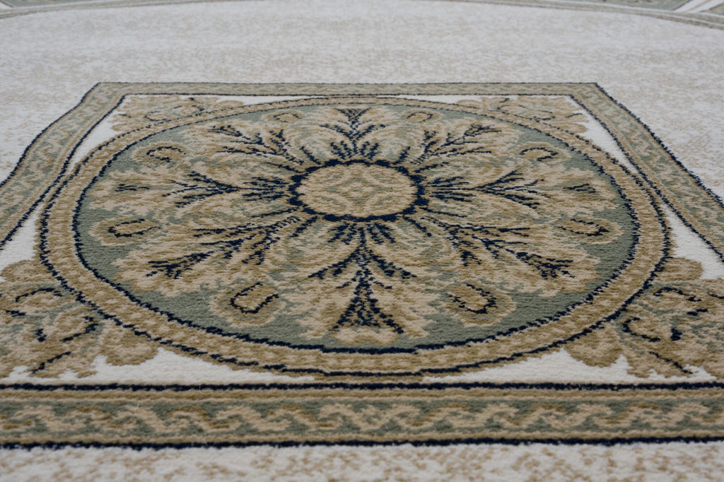 Da Vinci Aubusson Rosette Green Rug