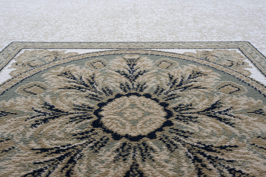 Da Vinci Aubusson Rosette Green Rug