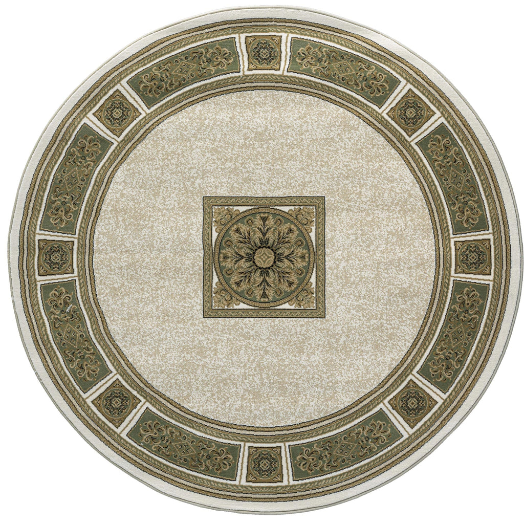 Da Vinci Aubusson Rosette Green Rug