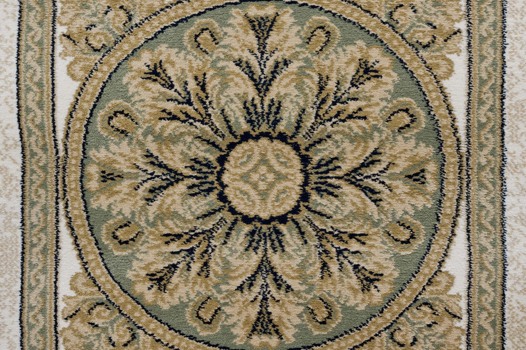 Da Vinci Aubusson Rosette Green Rug