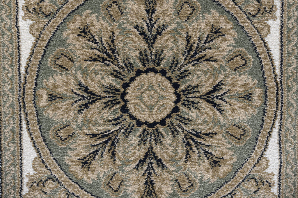Da Vinci Aubusson Rosette Green Rug