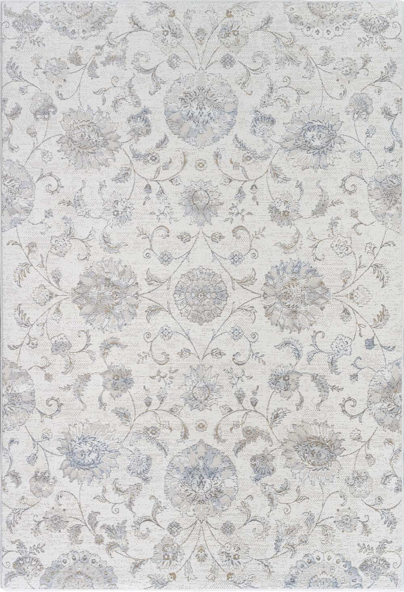 Oslo Faded Bloom Cream Grey Beige Rug