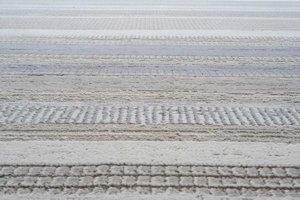 Oslo Hazy Stripe Cream Grey Beige Rug