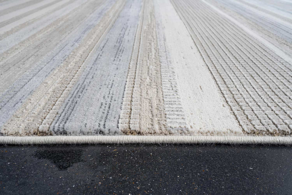 Oslo Hazy Stripe Cream Grey Beige Rug