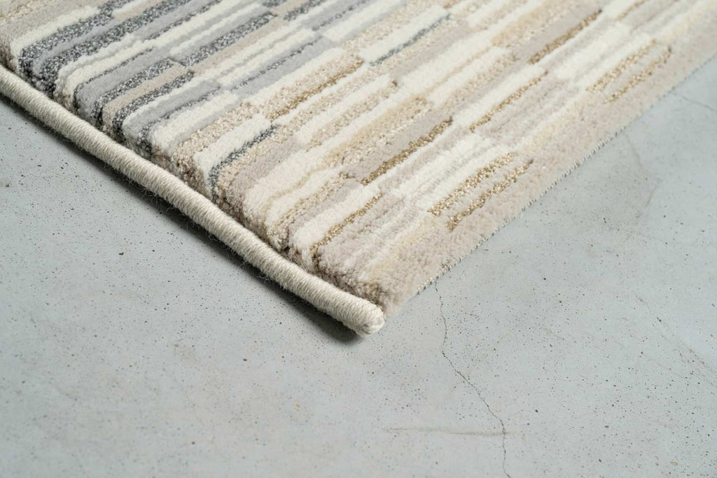 Oslo Sandbar Stripe Cream Grey Beige Rug