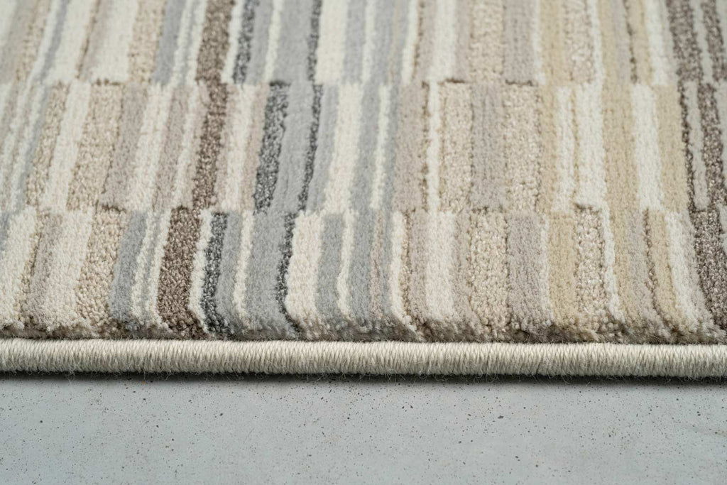 Oslo Sandbar Stripe Cream Grey Beige Rug