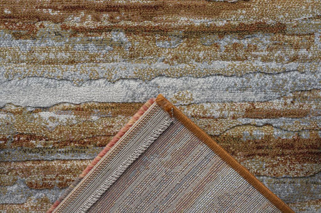 Galleria Bordered Strdata Terracotta Rug