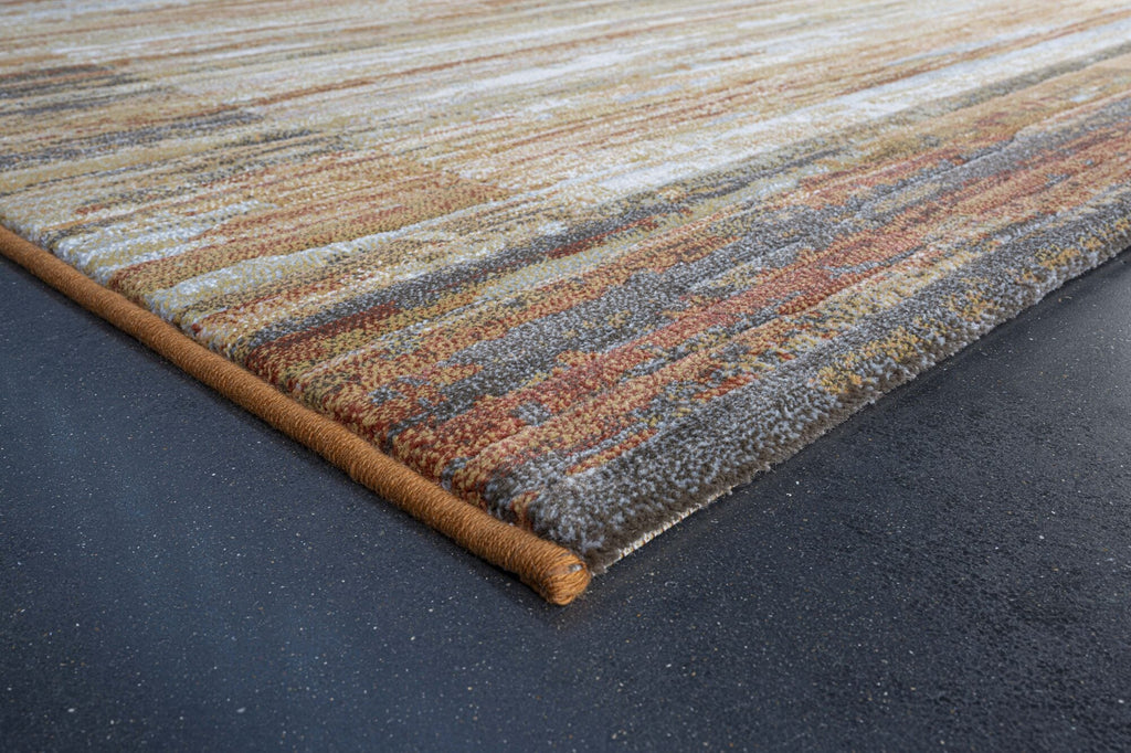 Galleria Bordered Strdata Terracotta Rug