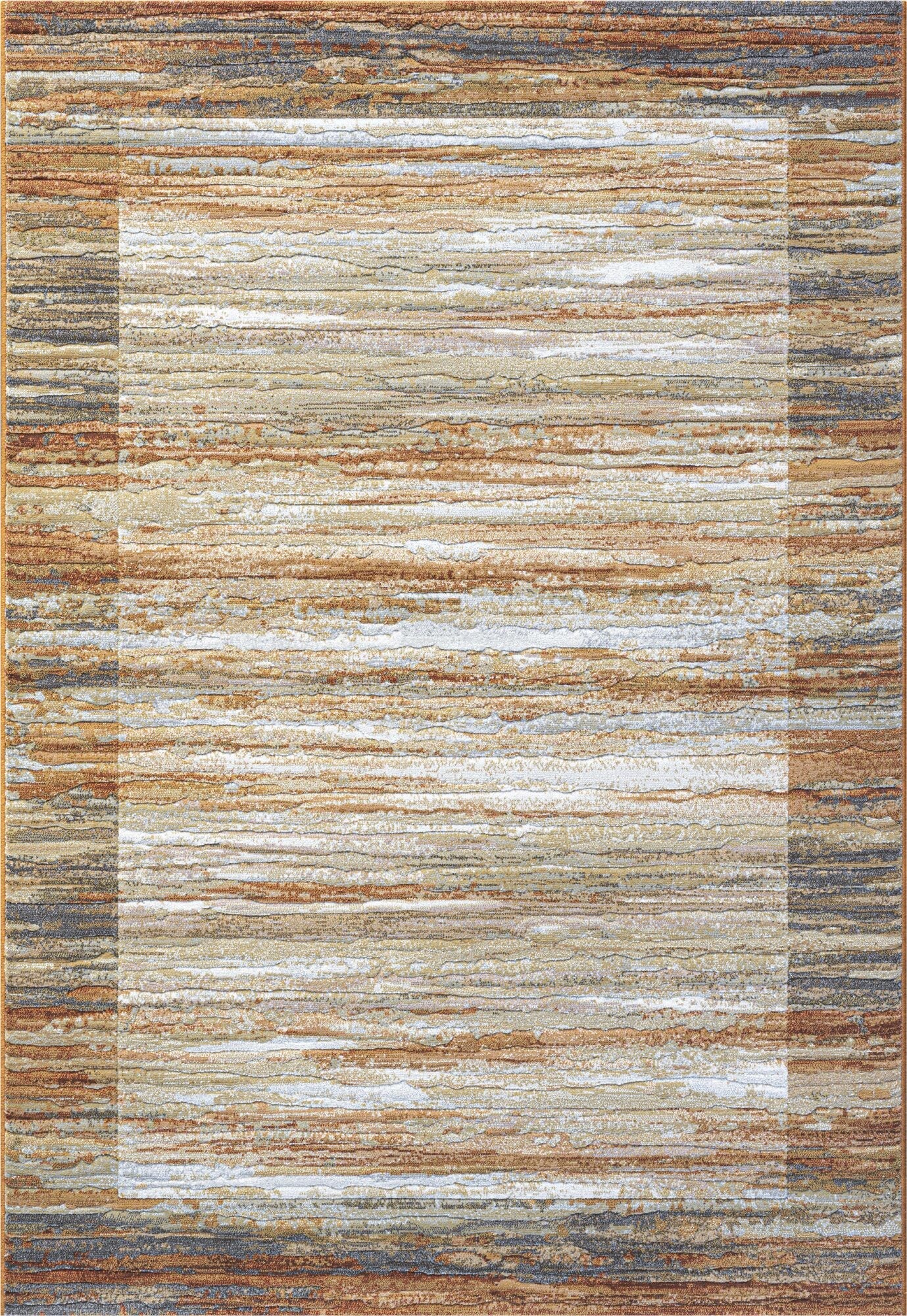 Galleria Bordered Strdata Terracotta Rug