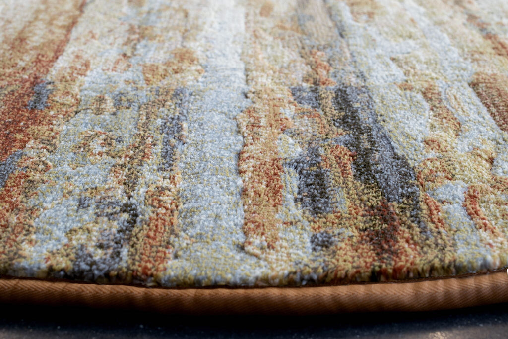 Galleria Bordered Strdata Terracotta Rug