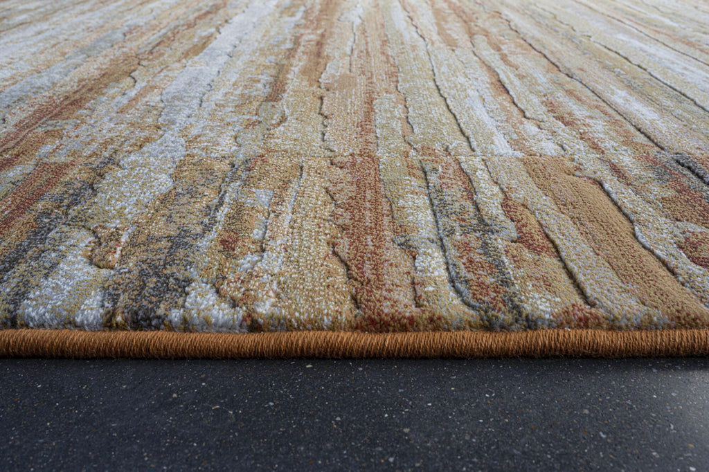 Galleria Bordered Strdata Terracotta Rug