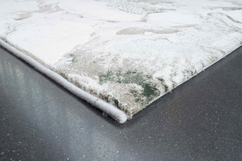 Quartz Swirled Marble Cream Green Rug