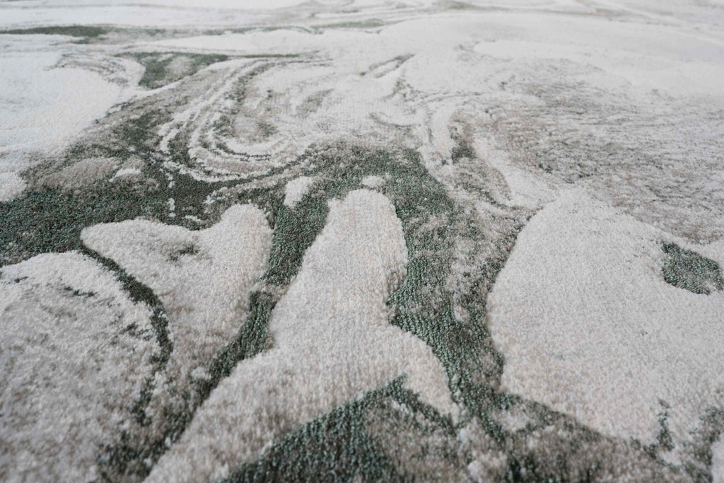 Quartz Swirled Marble Cream Green Rug