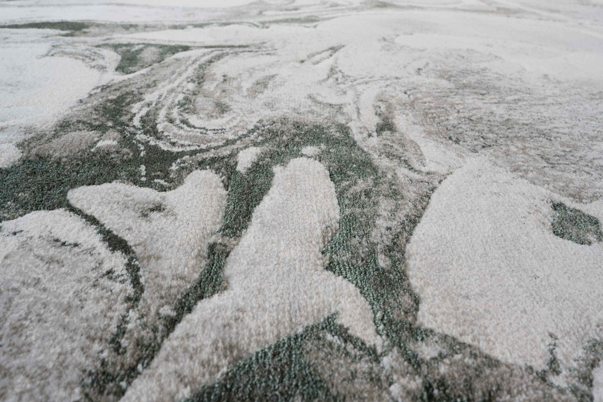 Quartz Swirled Marble Cream Green Rug
