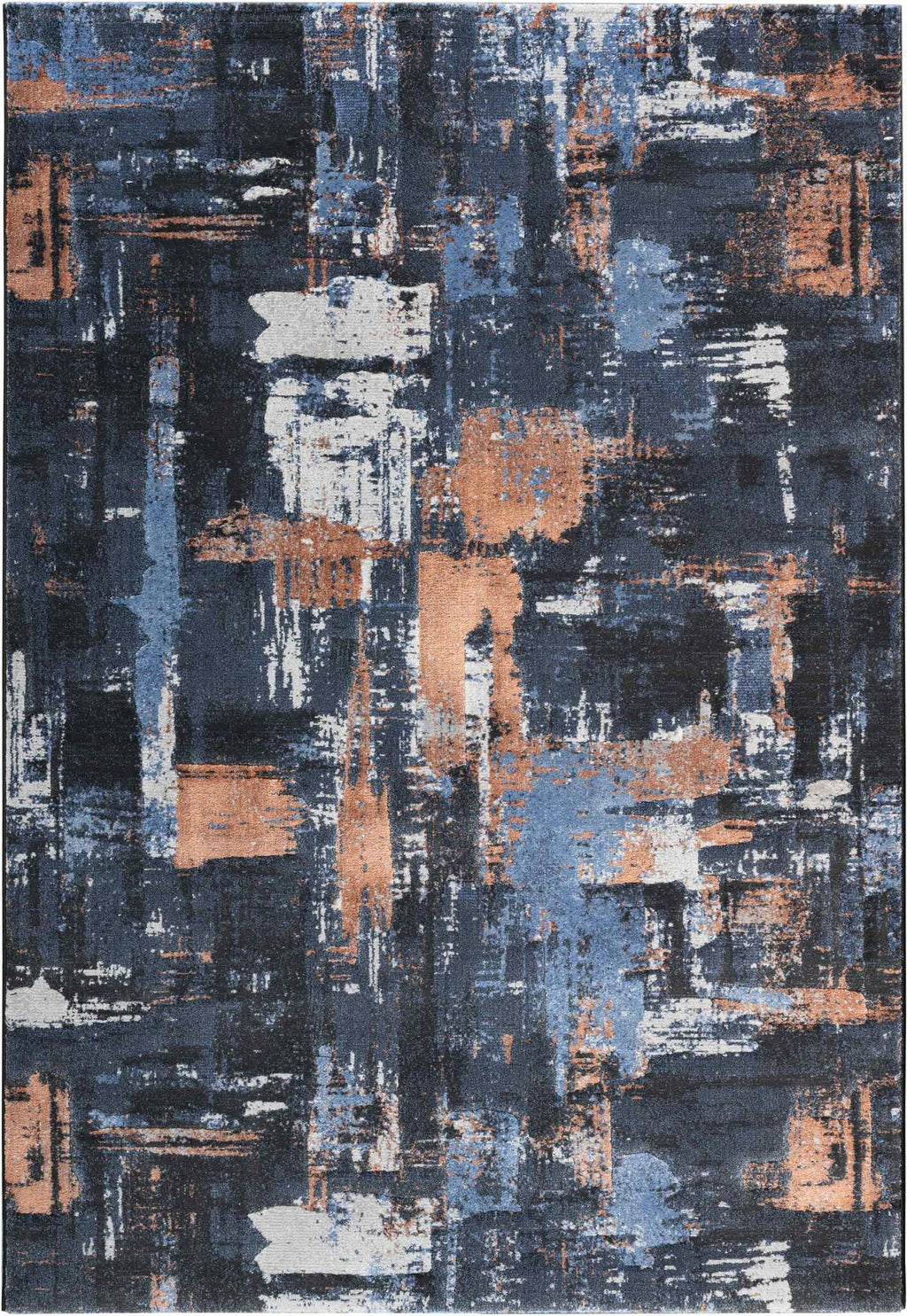Quartz Distressed Grid Blue Rug