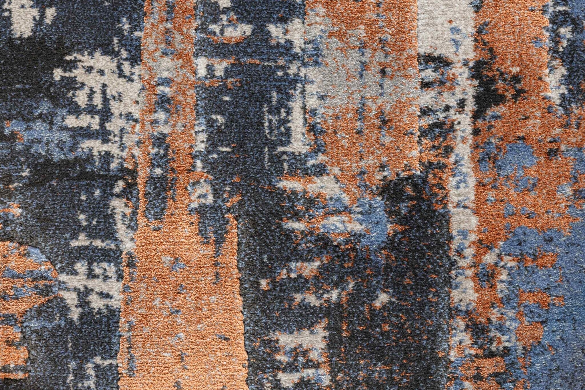 Quartz Distressed Grid Blue Rug