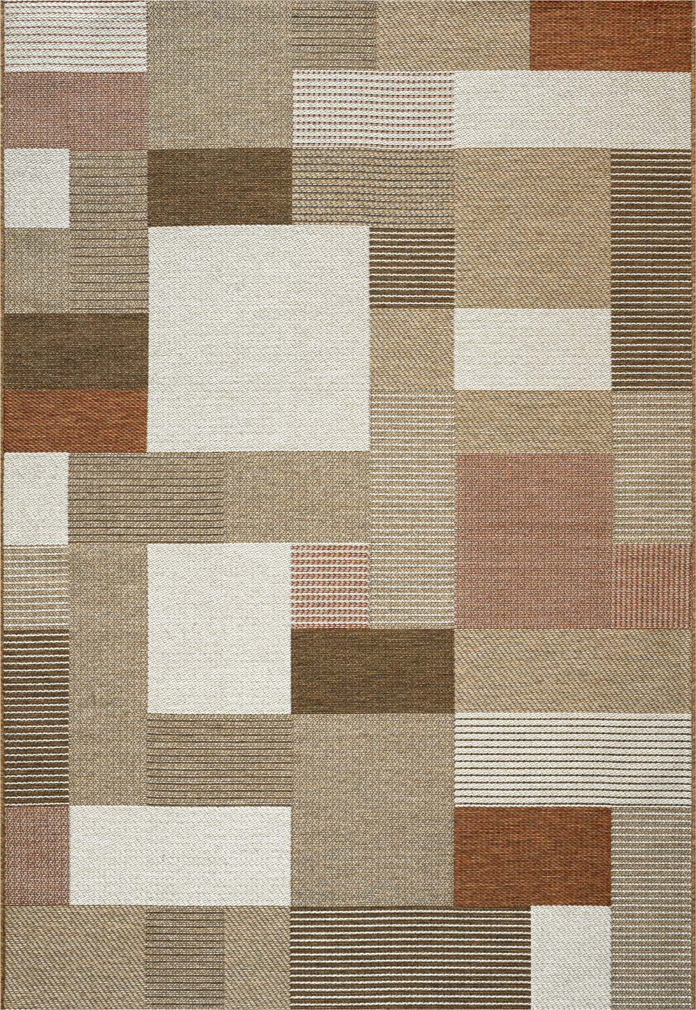 Brighton Patchwork Block Terracotta Rug