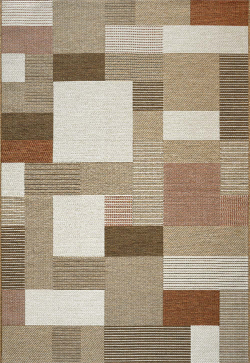 Brighton Patchwork Block Terracotta Rug