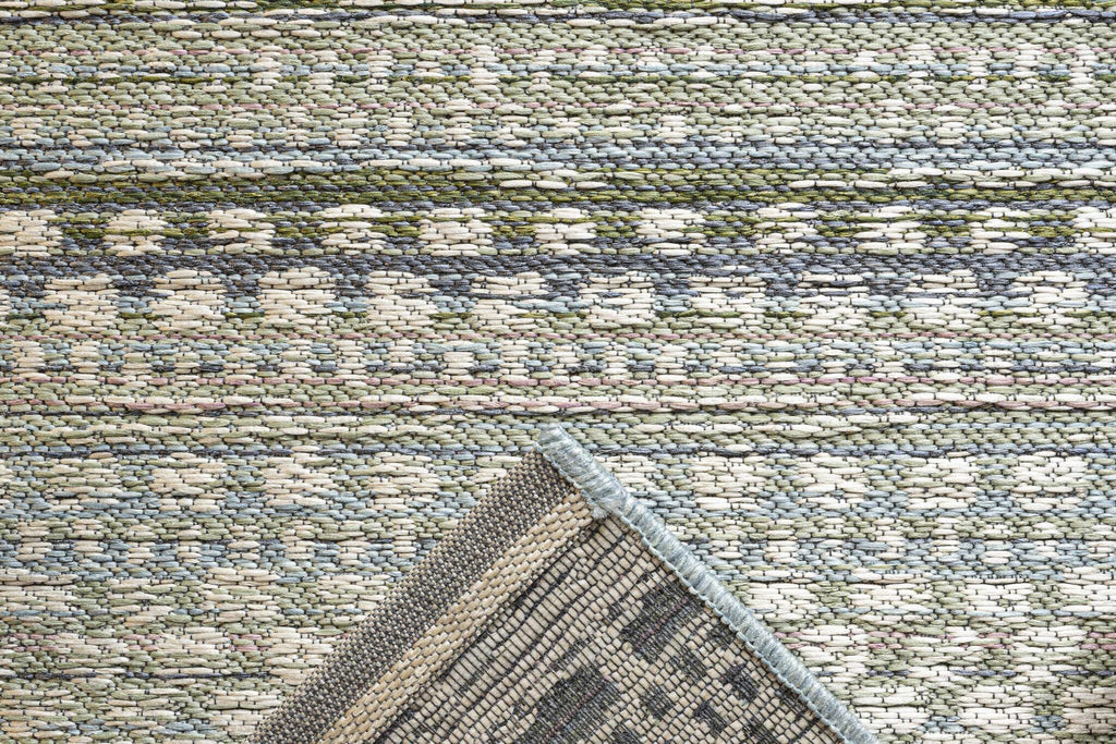 Brighton Aztec Stripe Blue Green Rug