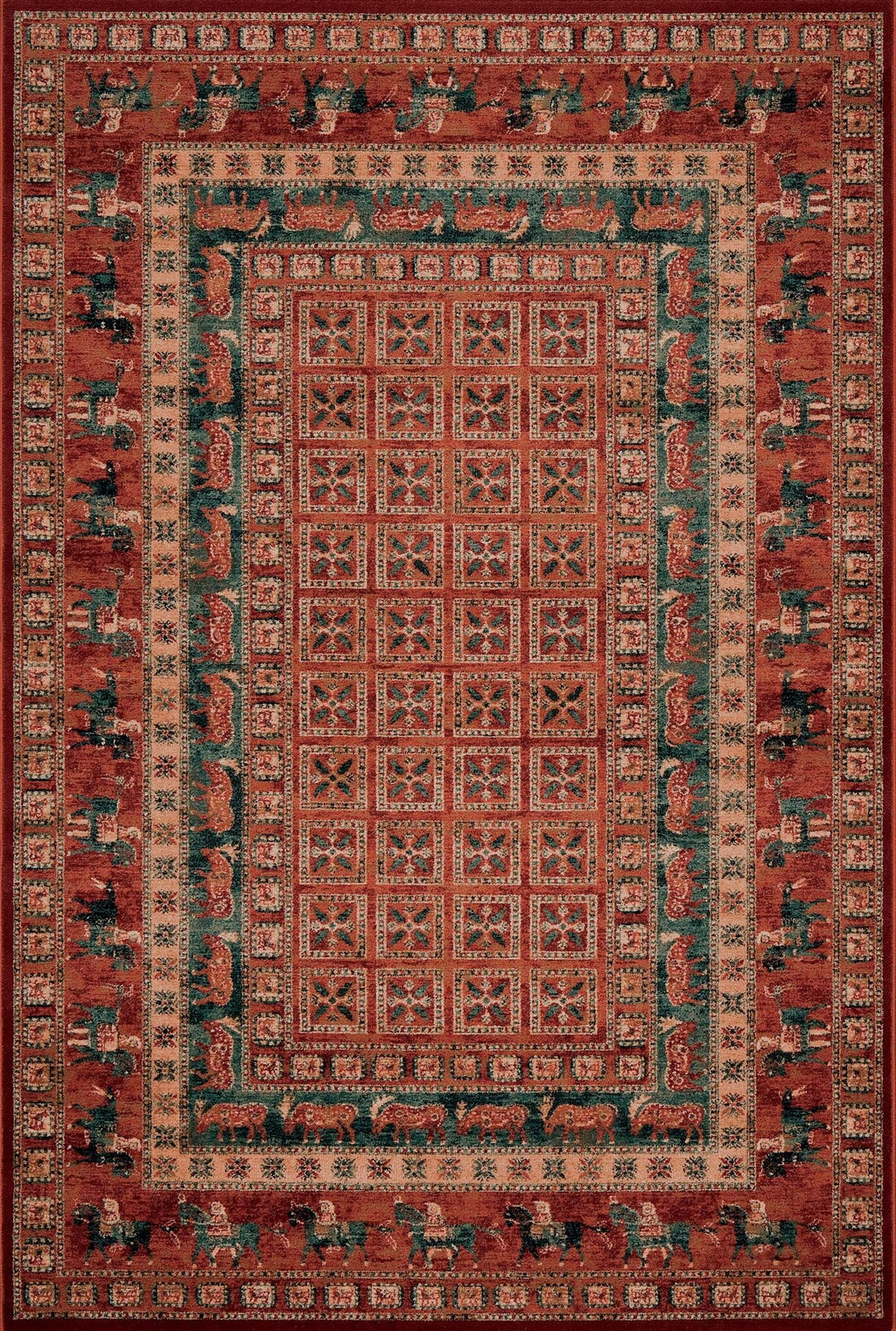 Kashqai Pazyryk Panel Terracotta Rug