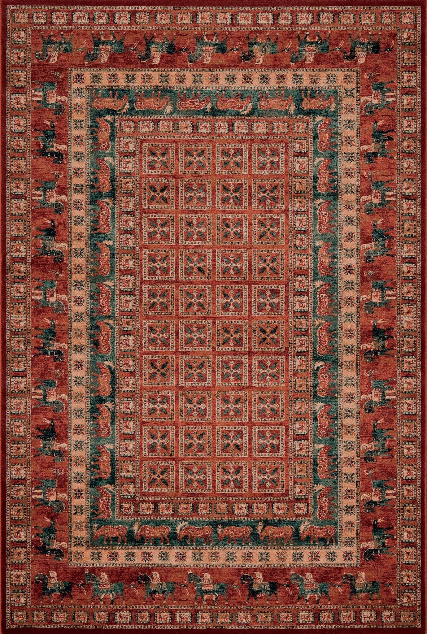 Kashqai Pazyryk Panel Terracotta Rug